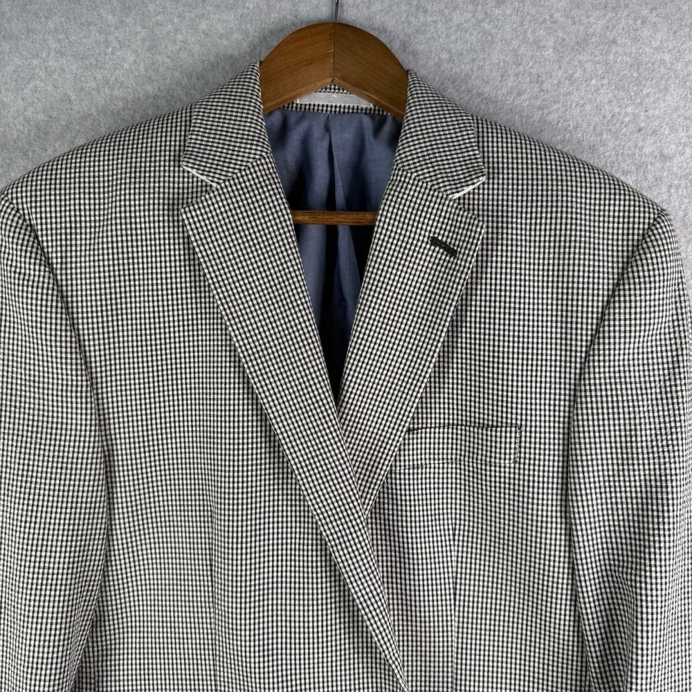 Lauren Ralph Lauren Blazer Men's 40R Black White Gingham Plaid Cotton Seersucker